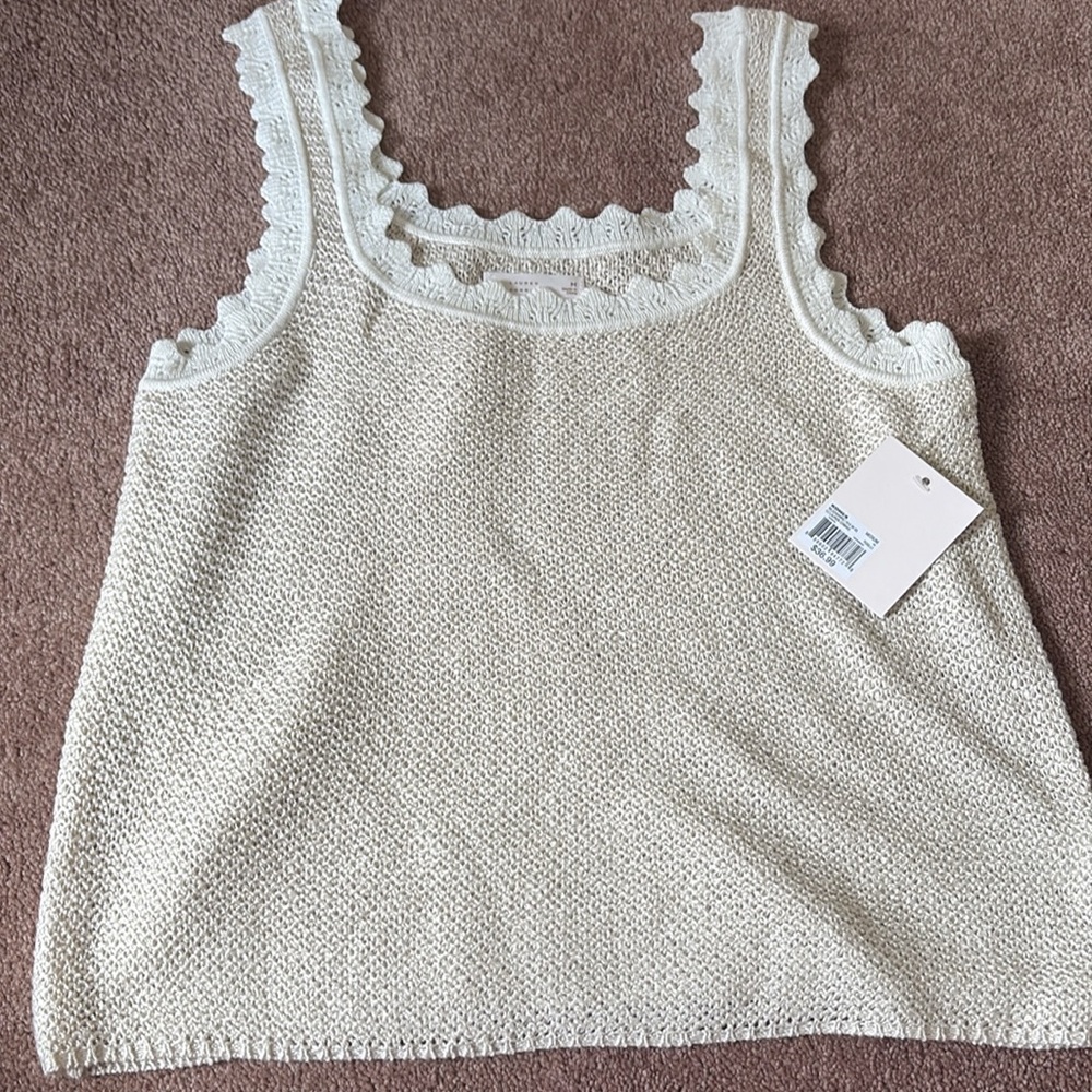 LC Lauren Conrad scallop trim sleeveless sweater medium new - Picture 3 of 4